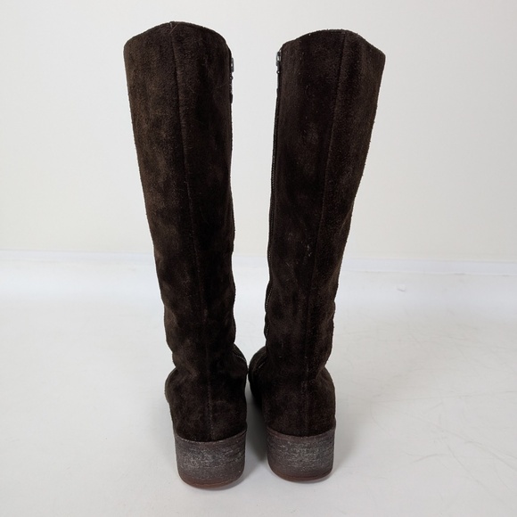 70’s Shearling Suede Boots Calf Height Fitted Vintage Chunky Lined Insulated - Picture 8 of 11